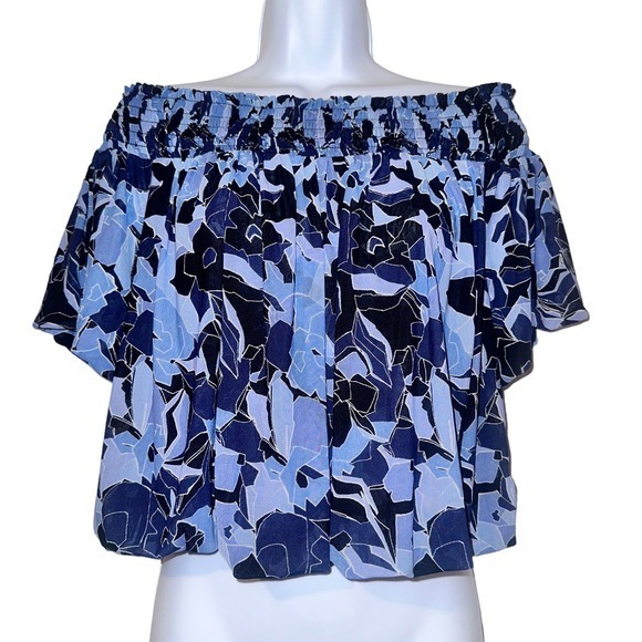 Free People Dark‎ Combo Technicolor Bubble Top Smocked Size Small - Picture 1 of 6